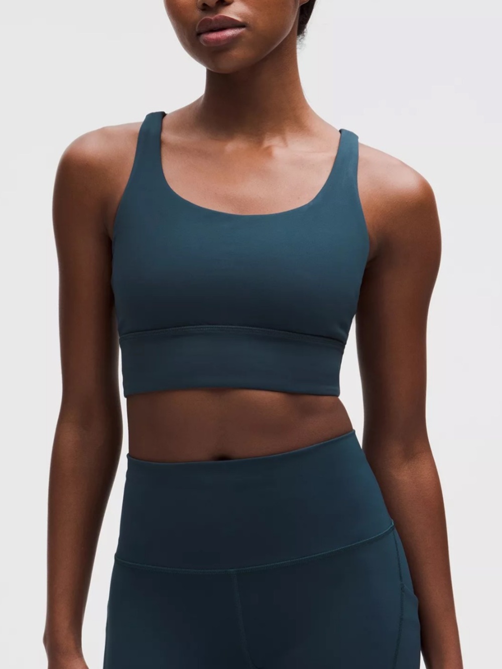 Lululemon Energy Longline Sports Bra Medium Support B-D cups Deep Teal Indochine